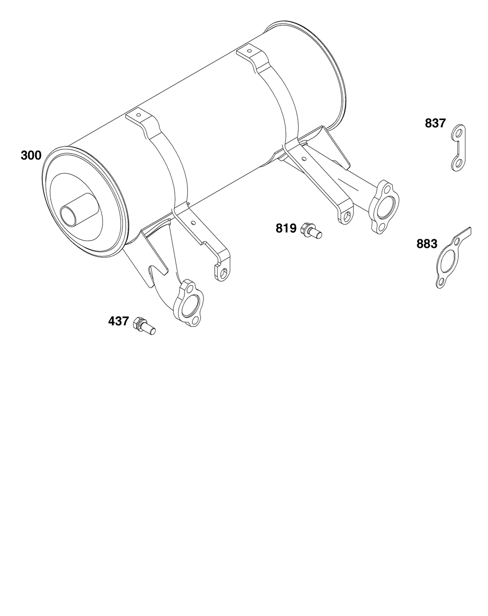 Exhaust Group Diagram and Parts List for 386447-0500-G1 200000 - 399999 Briggs and Stratton Engine